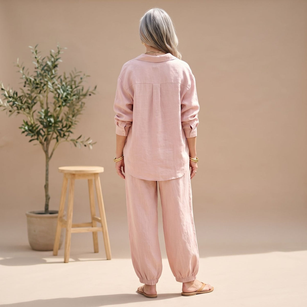 Gonnie | Button-Down Shirt & Wide Leg Palazzo Pants Set for Women