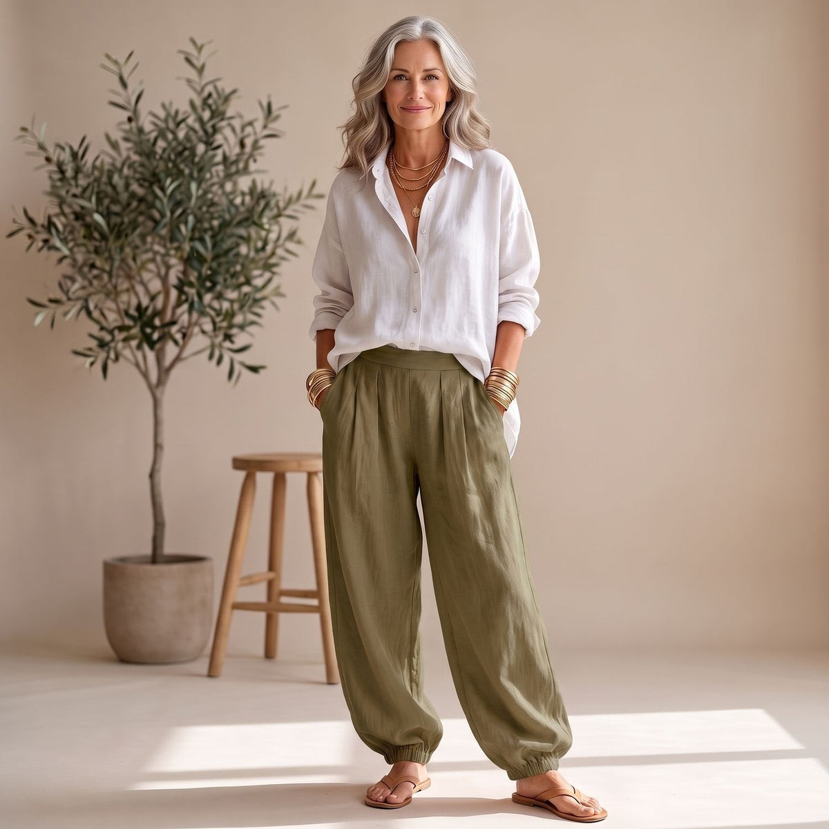Gonnie | Button-Down Shirt & Wide Leg Palazzo Pants Set for Women