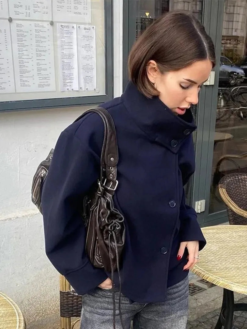 Rosemary | Stand Collar Button-Front Jacket for Women