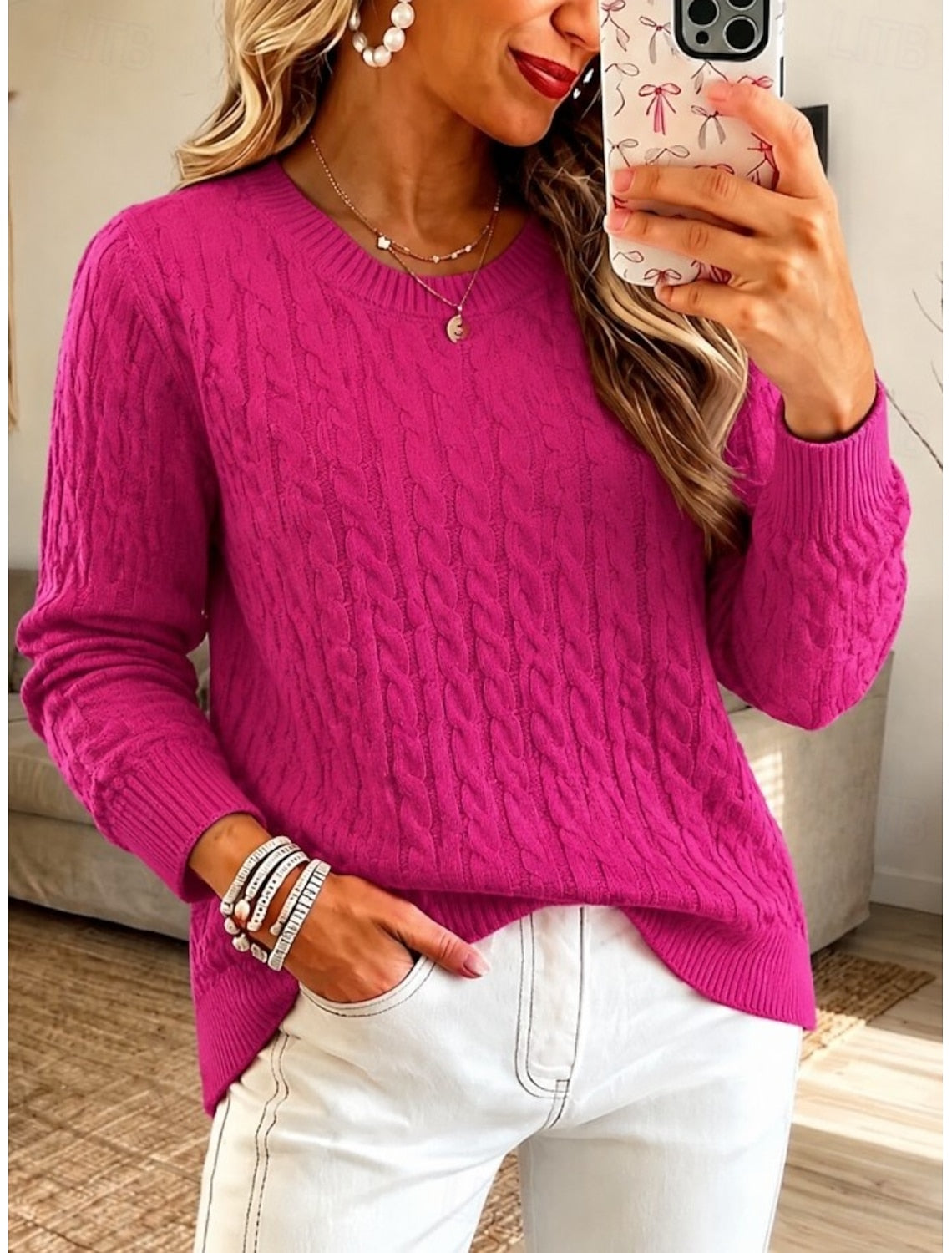 Karlijn | Cable Knit Sweater with V-Neck for Women